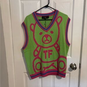 Teddy Fresh Green and Pink Knit Vest